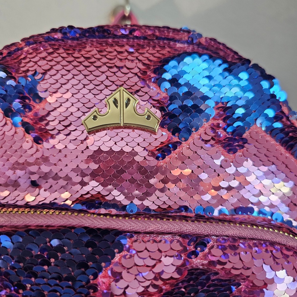 nwt Loungfly Aurora reversable sequin pink blue mini  backpack - Picture 4 of 12